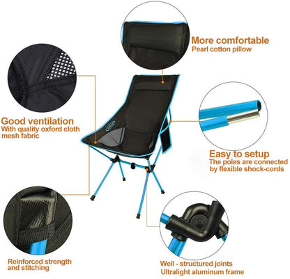 High Back Chair with Headrest - Sky